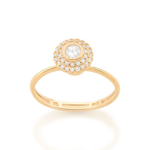 ANEL SOLITÁRIO BANHADO A OURO 18K