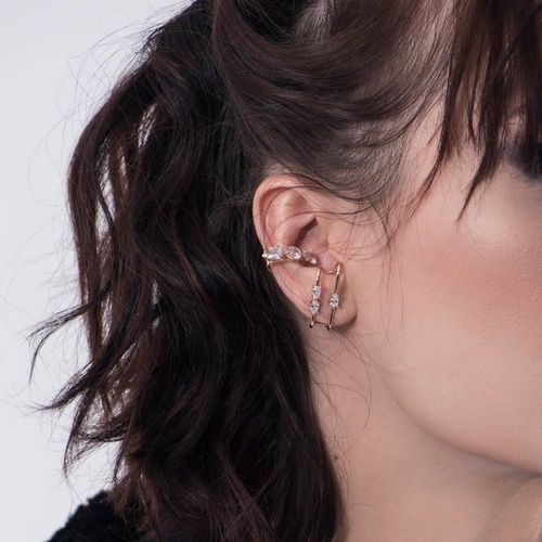 BRINCO PIERCING DE PRESSÃO BANHADO A OURO 18K COM ZIRCÔNIAS