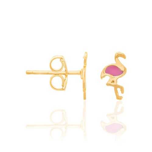 BRINCO INFANTIL BANHADO A OURO 18K FLAMINGOS