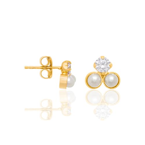 BRINCO INFANTIL BANHADO A OURO 18K COM ZIRCÔNIAS E PÉROLAS SINTÉTICAS