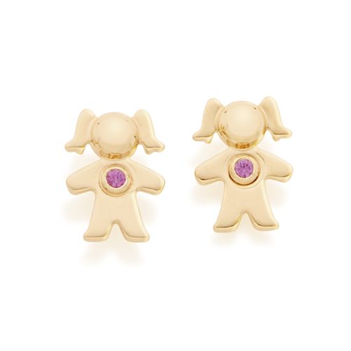 BRINCO INFANTIL BANHADO A OURO 18K MENINA COM ZIRCÔNIA