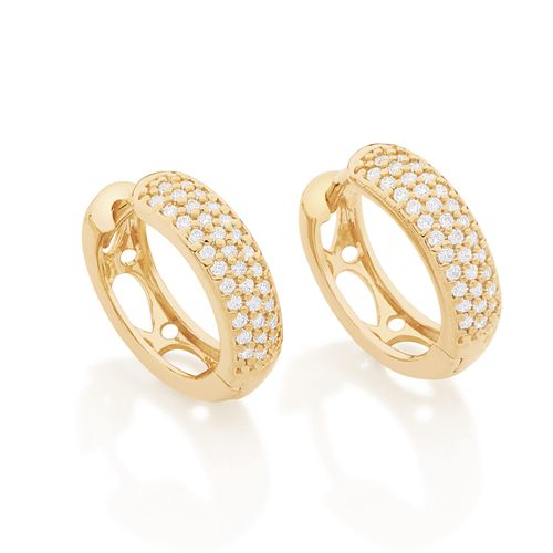 BRINCO ARGOLA BANHADO A OURO 18K COM ZIRCÔNIAS