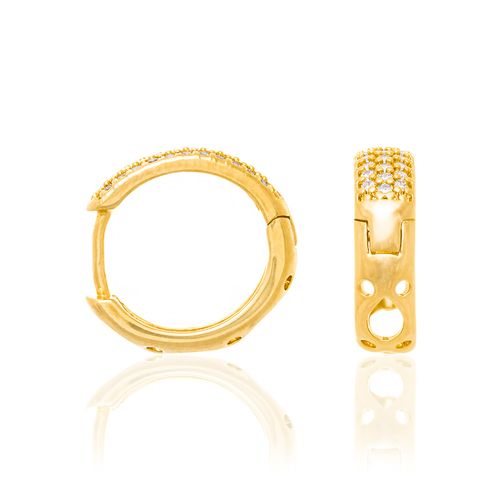 BRINCO ARGOLA BANHADO A OURO 18K COM ZIRCÔNIAS