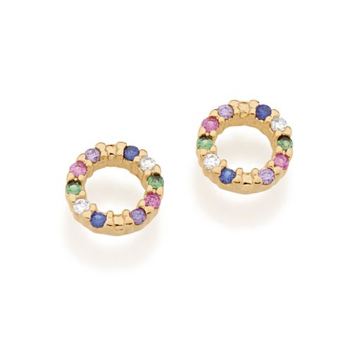 BRINCO BANHADO A OURO 18K COM ZIRCÔNIAS COLORIDAS