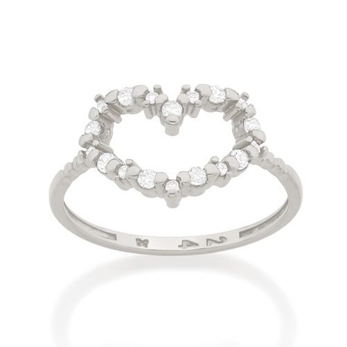 ANEL BANHADO A RHODIUM CORAÇÃO COM ZIRCÔNIAS