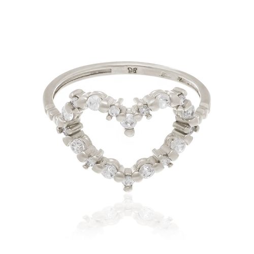 ANEL BANHADO A RHODIUM CORAÇÃO COM ZIRCÔNIAS