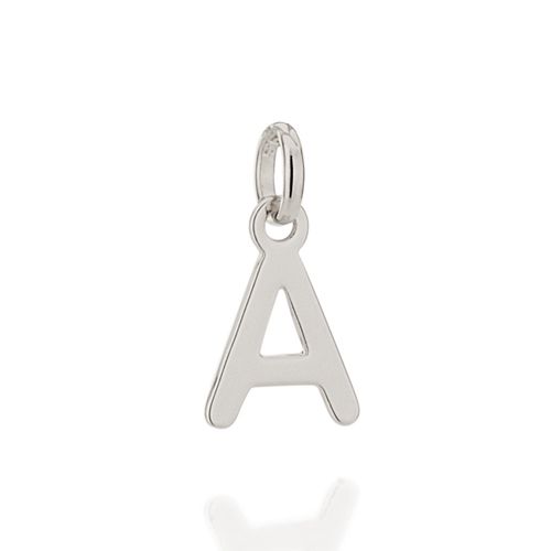 PINGENTE BANHADO A RHODIUM FORMATO ALFABETO-LETRA A