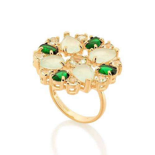 MAXI ANEL COM CRISTAIS BANHADO A OURO 18K