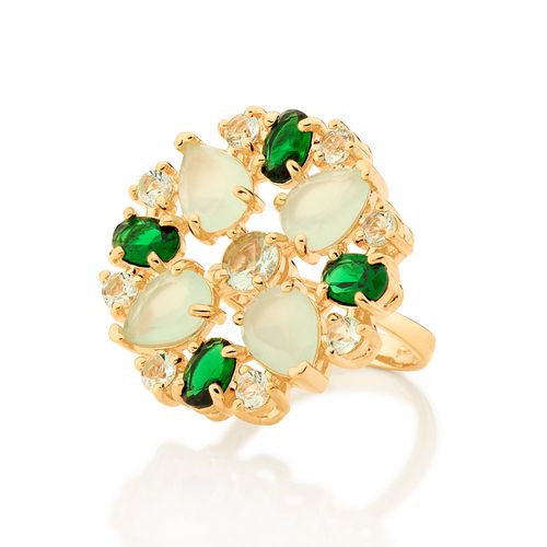 MAXI ANEL COM CRISTAIS BANHADO A OURO 18K