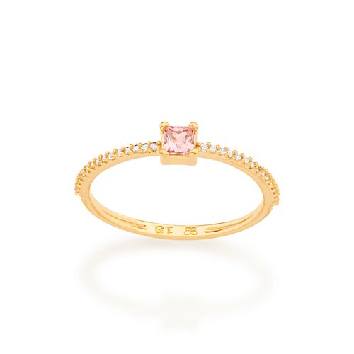 ANEL SOLITÁRIO BANHADO A OURO 18K COM ZIRCÔNIAS
