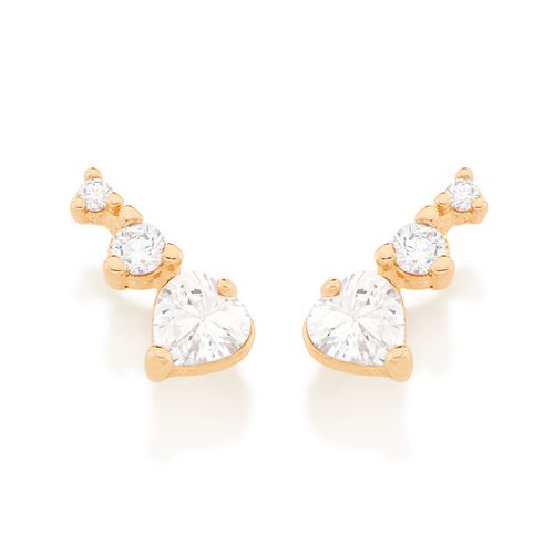 BRINCO 3 CORAÇÕES BANHADO A OURO 18K COM ZIRCÔNIAS