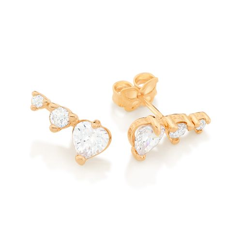 BRINCO 3 CORAÇÕES BANHADO A OURO 18K COM ZIRCÔNIAS