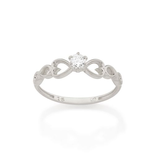 ANEL SOLITÁRIO AMOR ETERNO BANHADO A RHODIUM