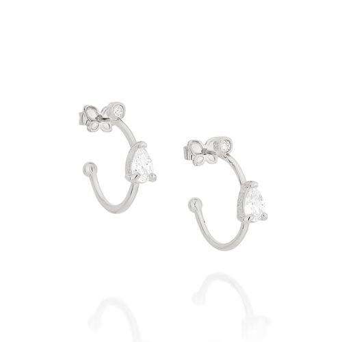 BRINCO BANHADO A RHODIUM MEIA ARGOLA COM ZIRCÔNIAS