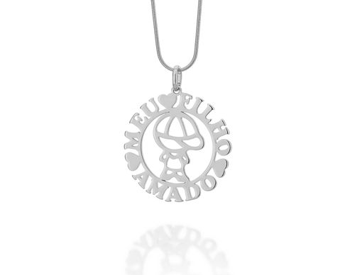 PINGENTE BANHADO A RHODIUM MEU FILHO AMADO