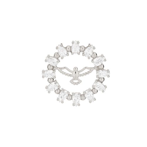 PINGENTE BANHADO A RHODIUM ESPÍRITO SANTO COM ZIRCÔNIAS
