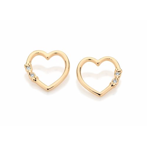 BRINCO BANHADO A OURO 18K CORAÇÃO COM ZIRCÔNIAS