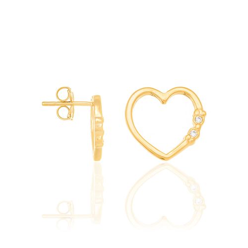 BRINCO BANHADO A OURO 18K CORAÇÃO COM ZIRCÔNIAS