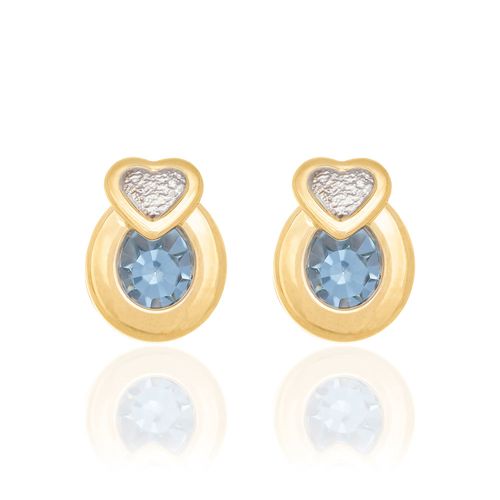BRINCO CORAÇÃO BANHADO A OURO 18K COM CRISTAIS E APLICAÇÃO DE RHODIUM
