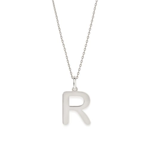 PINGENTE BANHADO A RHODIUM FORMATO ALFABETO-LETRA R