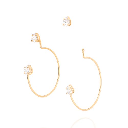 BRINCO EAR JACKET BANHADO A OURO 18K COM ZIRCÔNIAS