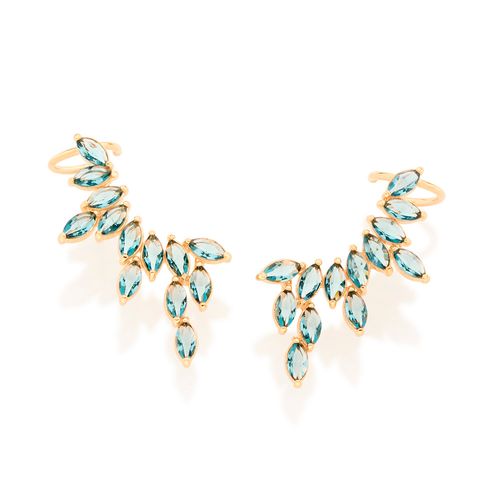 BRINCO EAR CUFF BANHADO A OURO 18K COM CRISTAIS