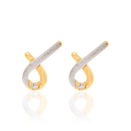 BRINCO FIOS TORCIDOS BANHADO A OURO 18K COM CRISTAIS E APLICAÇÃO DE RHODIUM