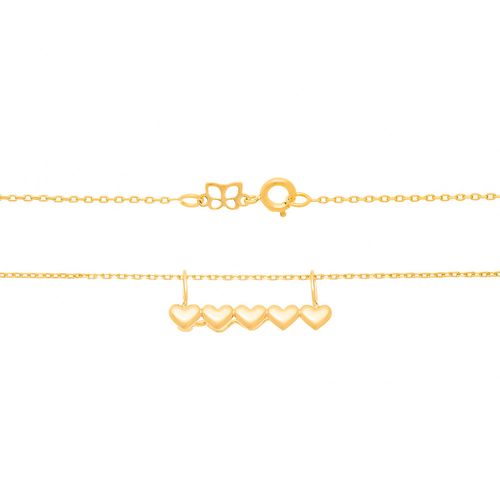 GARGANTILHA BANHADA A OURO 18K COM CORAÇÕES INTERLIGADOS