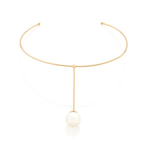 GARGANTILHA CHOKER BANHADA A OURO 18K COM PÉROLA