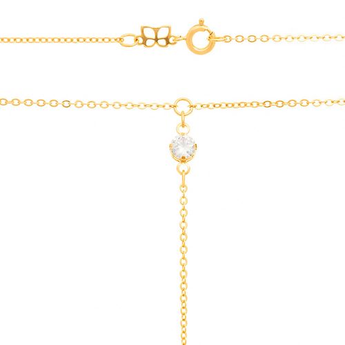 GARGANTILHA GRAVATA BANHADA A OURO 18K COM ZIRCÔNIA E PÉROLA SINTÉTICA