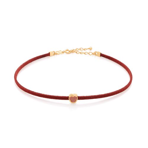 GARGANTILHA INFANTIL CHOKER BANHADA A OURO 18K COM PEDANT MAÇÃ