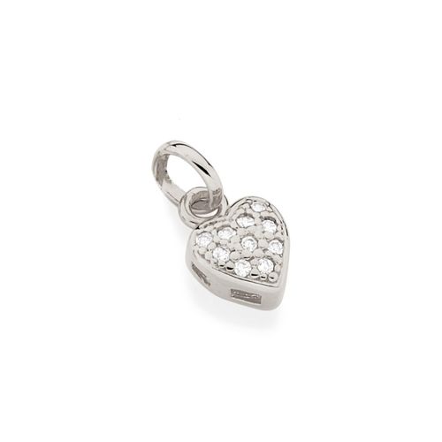 PINGENTE BANHADO A RHODIUM FORMATO CORAÇÃO COM ZIRCÔNIAS