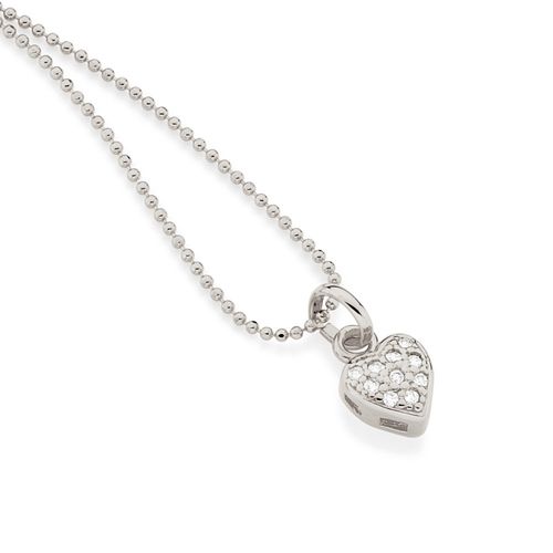 PINGENTE BANHADO A RHODIUM FORMATO CORAÇÃO COM ZIRCÔNIAS