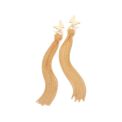 BRINCO FRANJA COM BORBOLETA BANHADO A OURO 18K