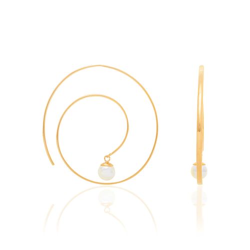 BRINCO BANHADO A OURO 18K MEIA ARGOLA COM PÉROLAS SINTÉTICAS