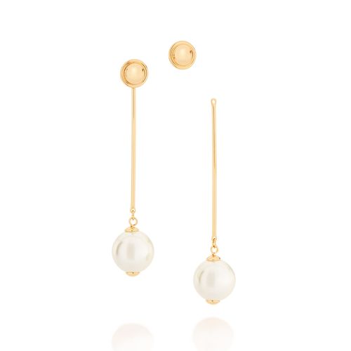 BRINCO EAR JACKET BANHADO A OURO 18K COM PÉROLA SINTÉTICA