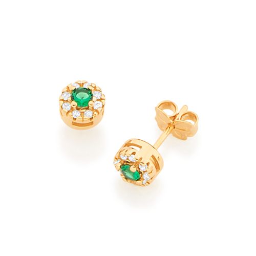 BRINCO BANHADO A OURO 18K REDONDO COM ZIRCÔNIAS