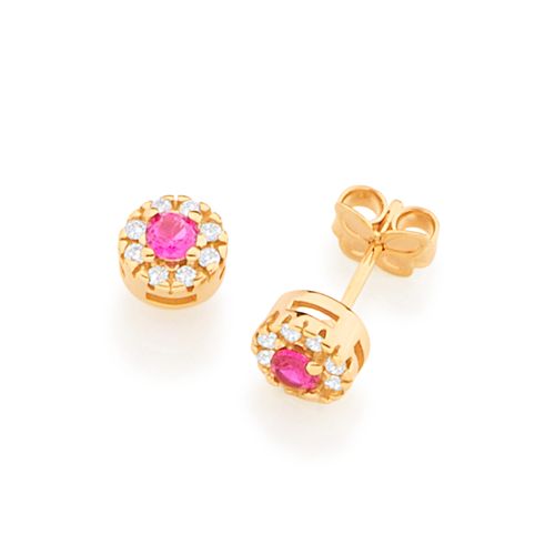BRINCO BANHADO A OURO 18K REDONDO COM ZIRCÔNIAS