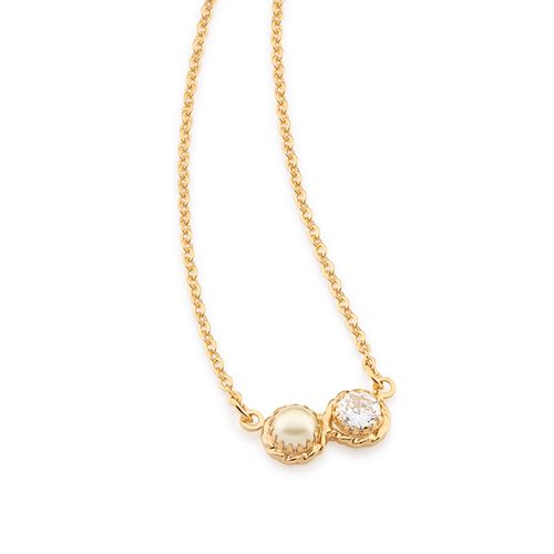 GARGANTILHA BANHADA A OURO 18K SÍMBOLO DO INFINITO COM PÉROLA E ZIRCÔNIA