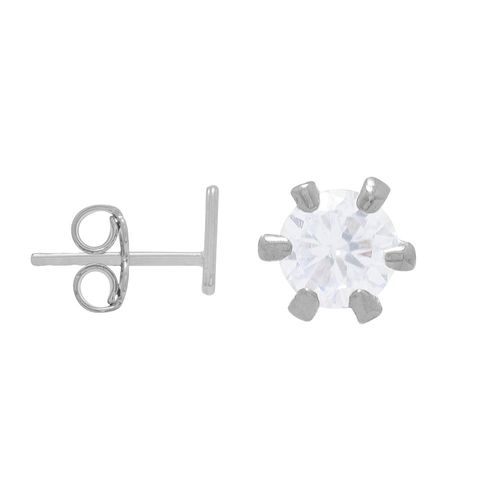 BRINCO BANHADO A RHODIUM NO FORMATO DE LETRAS E ZIRCÔNIA-LETRA A