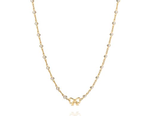 GARGANTILHA INFANTIL BANHADA A OURO 18K COM PÉROLAS SINTÉTICAS