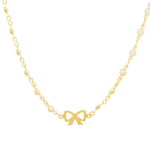 GARGANTILHA INFANTIL BANHADA A OURO 18K COM PÉROLAS SINTÉTICAS
