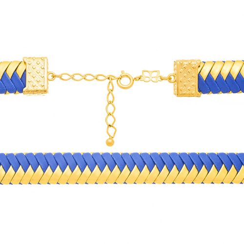 GARGANTILHA CHOKER BANHADA A OURO 18K AZUL E DOURADO