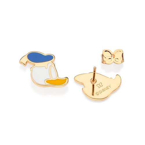 BRINCO DONALD E MARGARIDA BANHADO A OURO 18K COM APLICAÇÃO DE RESINA