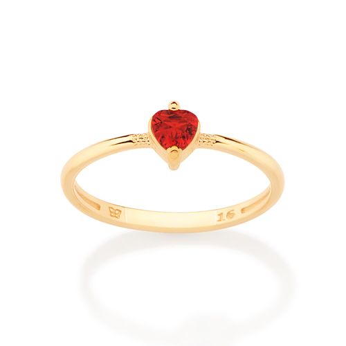 ANEL SOLITÁRIO CORAÇÃO BANHADO A OURO 18K