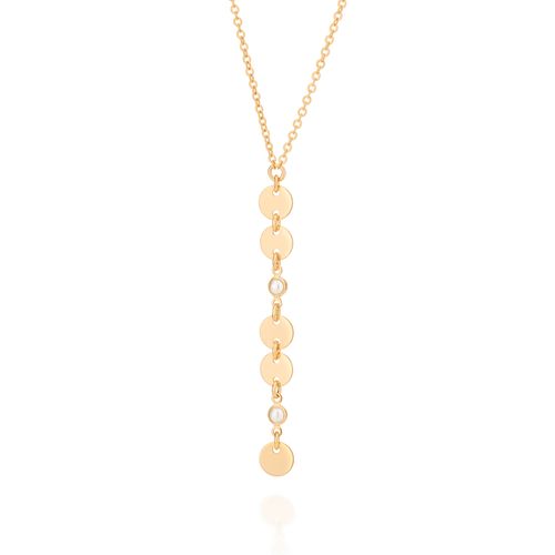 GARGANTILHA GRAVATA BANHADA A OURO 18K COM PÉROLAS