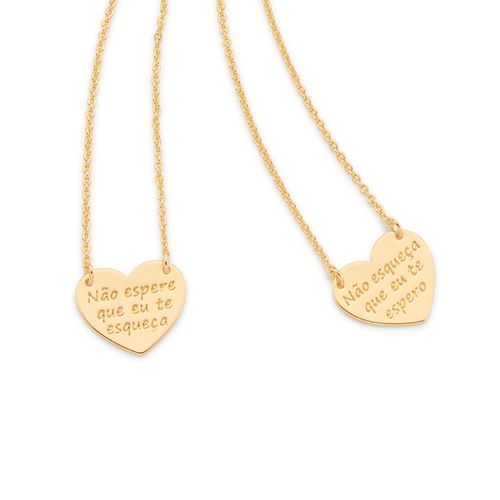 ESCAPULÁRIO NO FORMATO CORAÇÕES BANHADO A OURO 18K