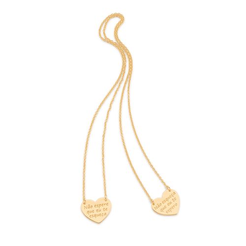 ESCAPULÁRIO NO FORMATO CORAÇÕES BANHADO A OURO 18K