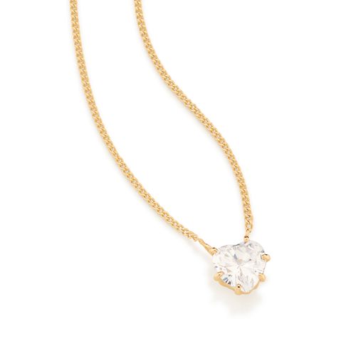 GARGANTILHA BANHADA  A OURO 18K COM ZIRCÔNIA FORMATO CORAÇÃO