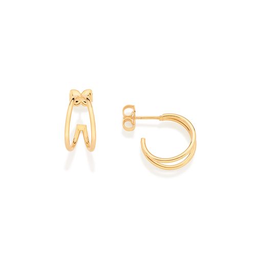 BRINCO MEIA ARGOLA DUPLA BANHADA A OURO 18K